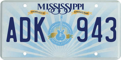 MS license plate ADK943