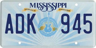 MS license plate ADK945