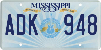 MS license plate ADK948