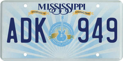 MS license plate ADK949