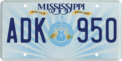 MS license plate ADK950