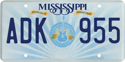 MS license plate ADK955