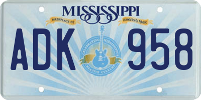 MS license plate ADK958