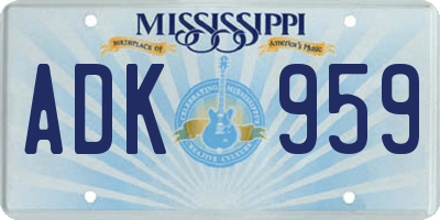 MS license plate ADK959