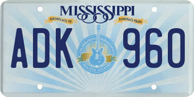MS license plate ADK960