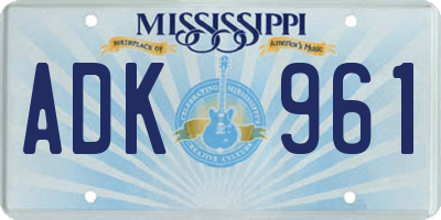 MS license plate ADK961