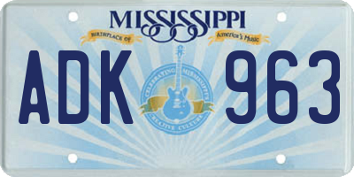 MS license plate ADK963