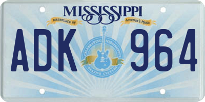 MS license plate ADK964