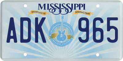 MS license plate ADK965