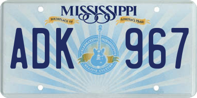 MS license plate ADK967