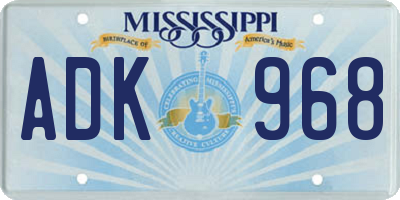 MS license plate ADK968