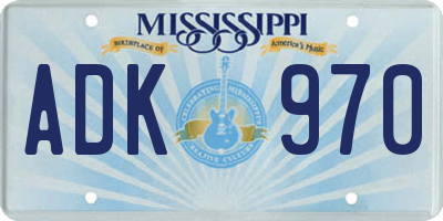 MS license plate ADK970