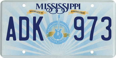 MS license plate ADK973
