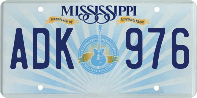 MS license plate ADK976