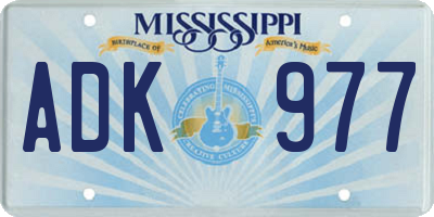 MS license plate ADK977