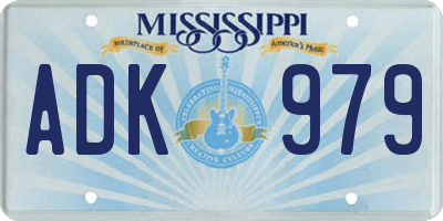 MS license plate ADK979