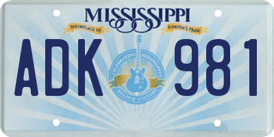 MS license plate ADK981