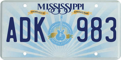 MS license plate ADK983
