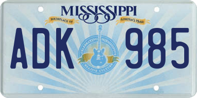 MS license plate ADK985