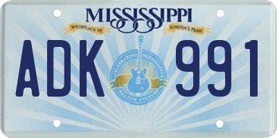 MS license plate ADK991