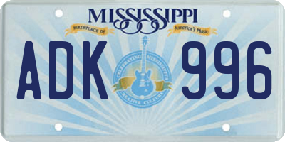 MS license plate ADK996