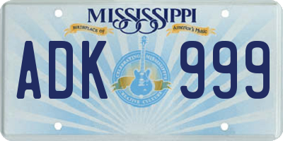 MS license plate ADK999