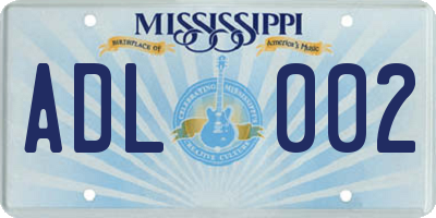 MS license plate ADL002