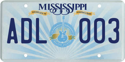 MS license plate ADL003