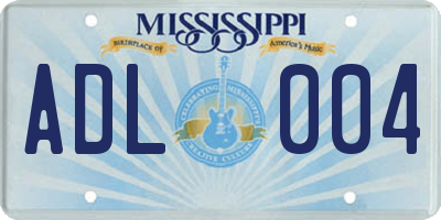 MS license plate ADL004