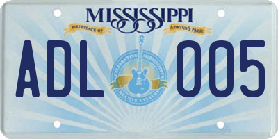 MS license plate ADL005