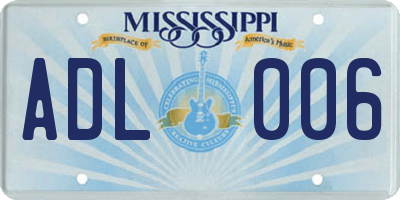 MS license plate ADL006