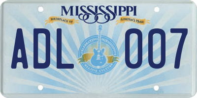 MS license plate ADL007
