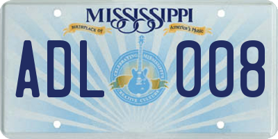 MS license plate ADL008
