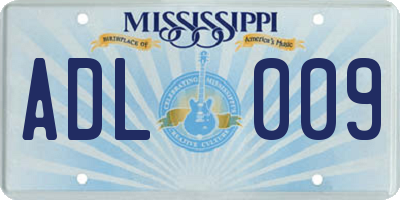 MS license plate ADL009