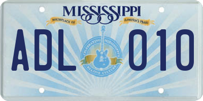 MS license plate ADL010