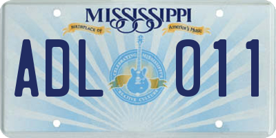 MS license plate ADL011