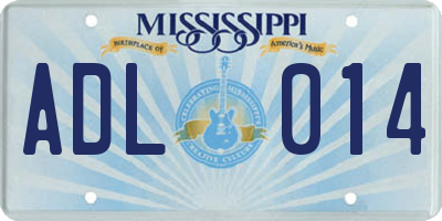 MS license plate ADL014
