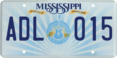 MS license plate ADL015