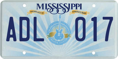 MS license plate ADL017