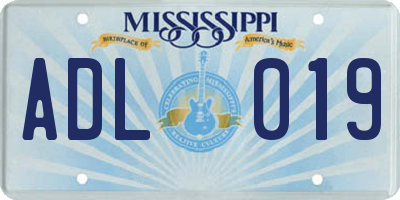 MS license plate ADL019