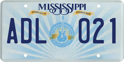 MS license plate ADL021