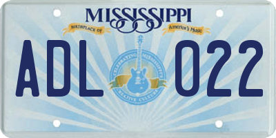 MS license plate ADL022