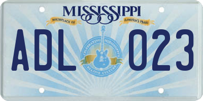 MS license plate ADL023