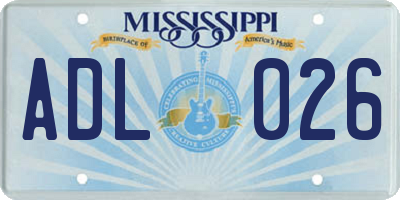 MS license plate ADL026