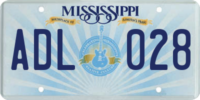 MS license plate ADL028