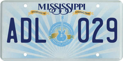 MS license plate ADL029