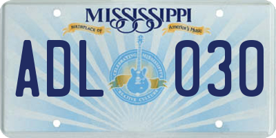 MS license plate ADL030