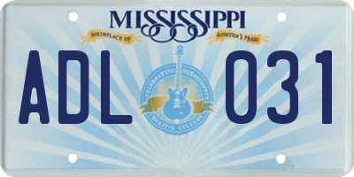 MS license plate ADL031