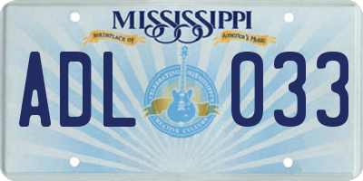 MS license plate ADL033