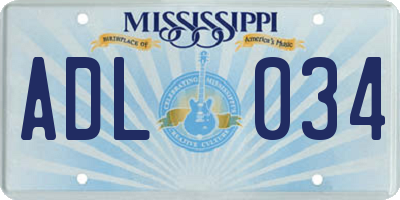 MS license plate ADL034